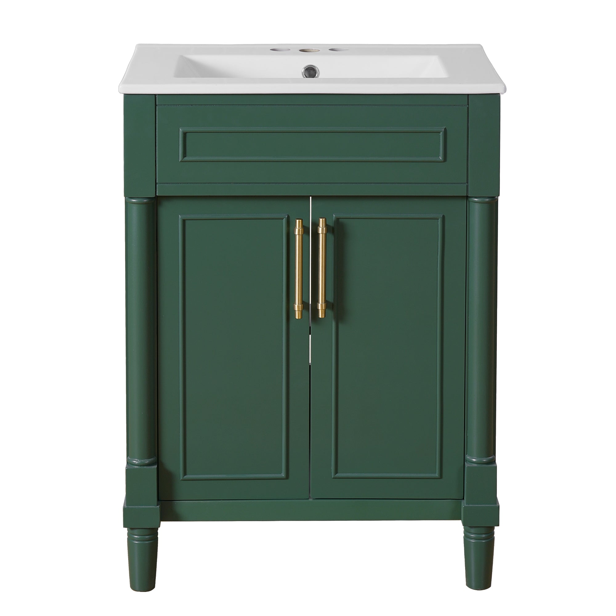 VanityFus 24-in Green Bathroom Vanity Undermount Single Sink Combo with Ceramic Top 2 Doors Adjustable Shelves